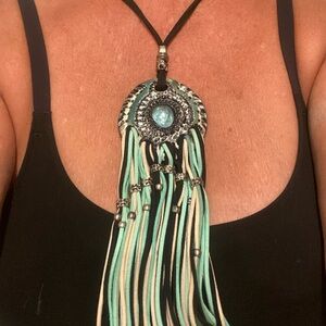 🔥Coachella -Ibiza Boho Custom Design Turquoise /Silver Pendant Necklace 🔥new